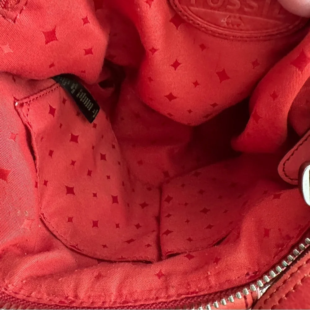 Vintage Fossil Marlow Red Leather Crossbody Bag Turnlock Purse GUC